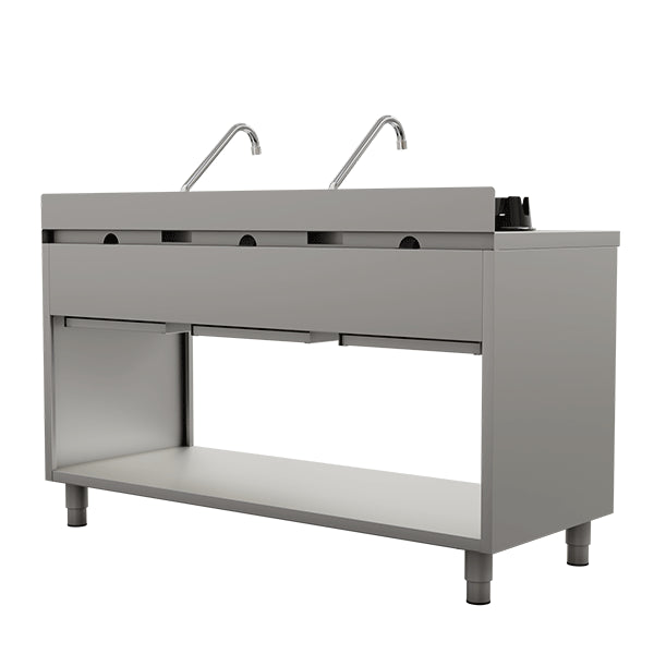 Gas-Wokherd – 1500x600x850/900 mm - 3×15 kW – 3 Kochzonen