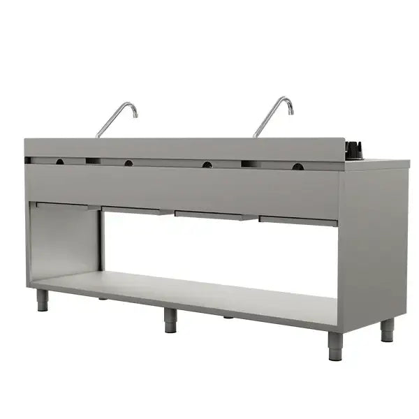 Gas Wok Stove – 2000x600x850/900 mm - 4×15 kW – 4 Cooking Zones