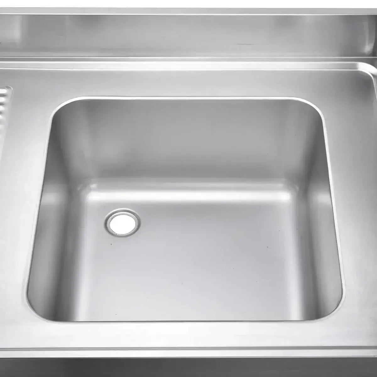 Edelstahlspüle für Gastronomie, große quadratische Spüle, robust und pflegeleicht