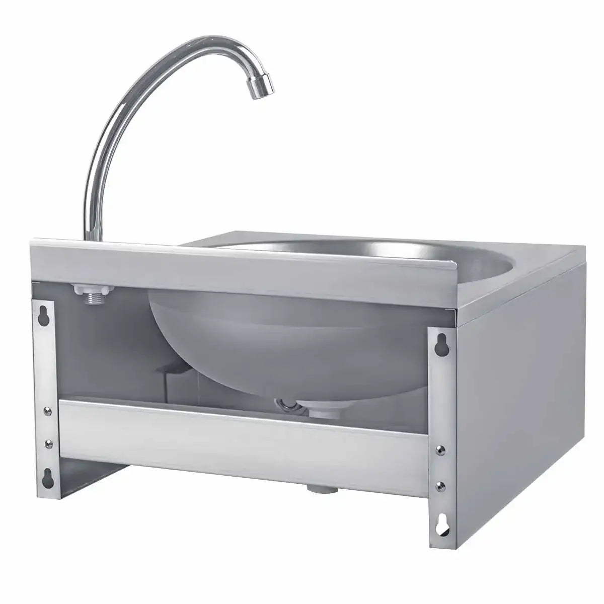 Edelstahl Handwaschbecken für Gastronomie, Wandmontage, modernes Design, Gastro-Bedarf24