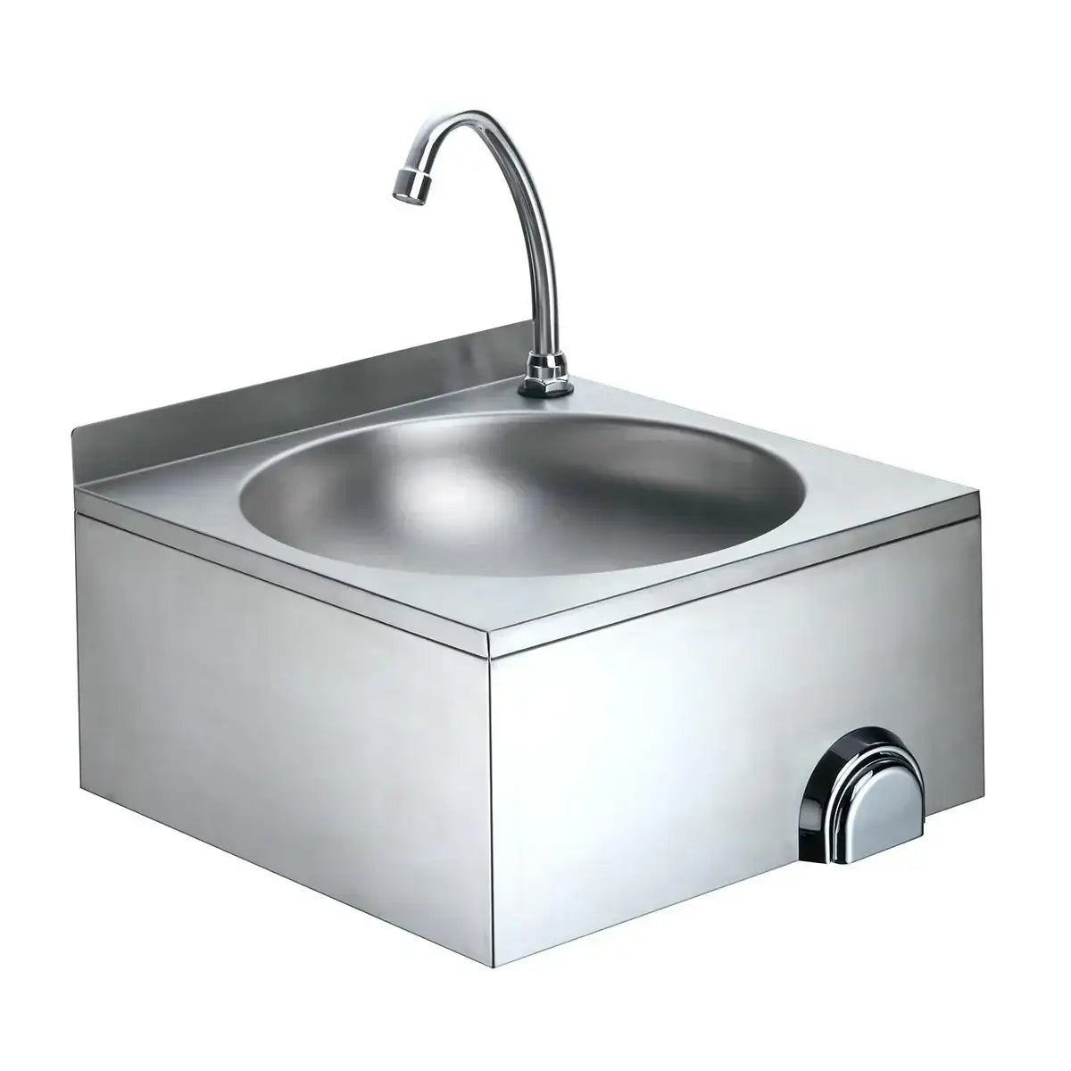 Edelstahl Händewaschbecken für Gastronomie mit hohem Wasserhahn, Gastro-Bedarf24
