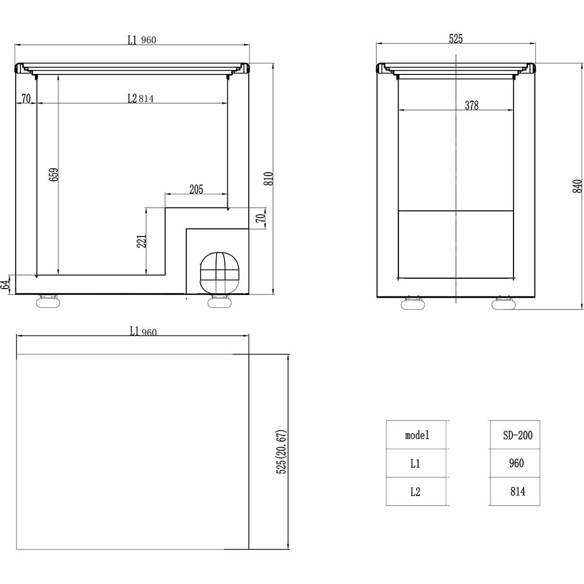 EASYLINE Tiefkühltruhe 200 mit Glasschiebedeckel