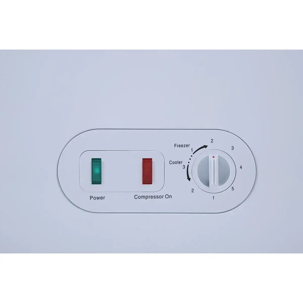 Bedienfeld mit Power- und Kompressorschalter sowie Temperaturregler für Gastronomie Gefriertruhe