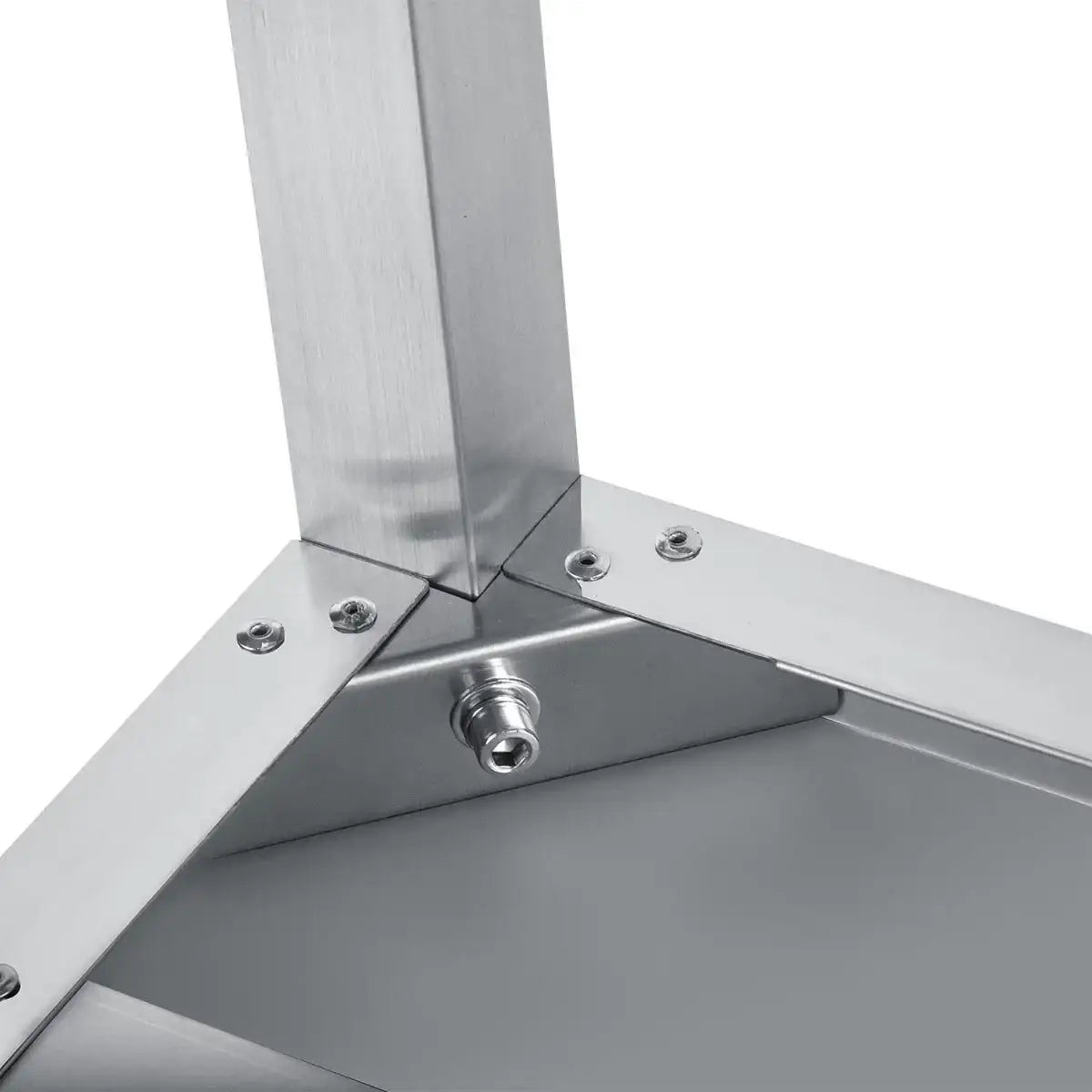 Edelstahlmöbel Detailaufnahme, stabile Konstruktion für Gastronomiebedarf, Gastro-Bedarf24