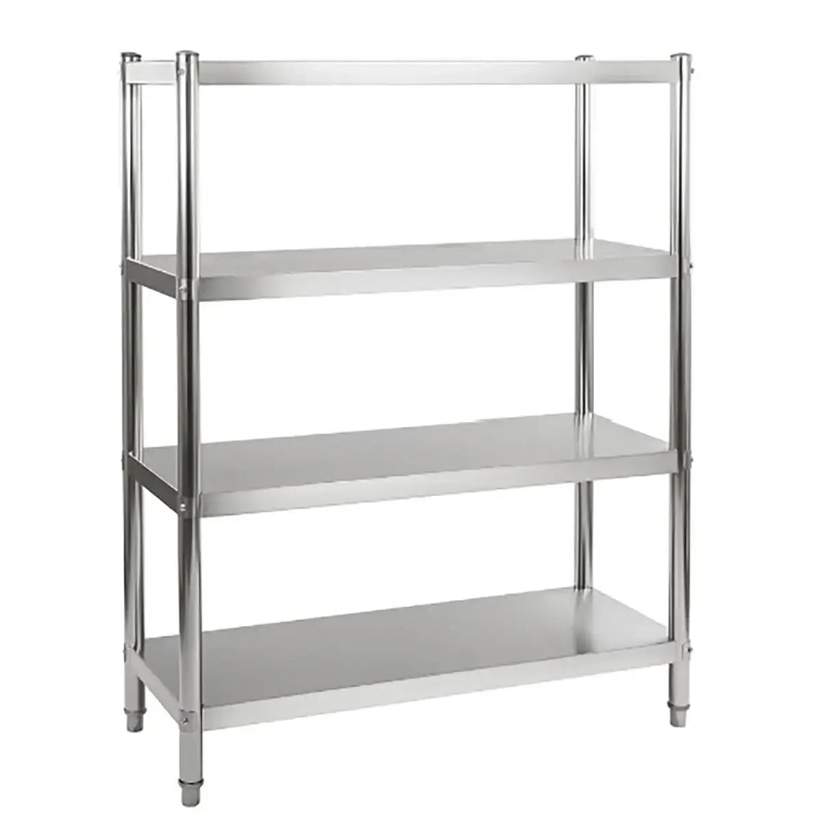 Edelstahlregal mit vier Ablagen für Gastronomie, robustes Küchenregal von Gastro-Bedarf24