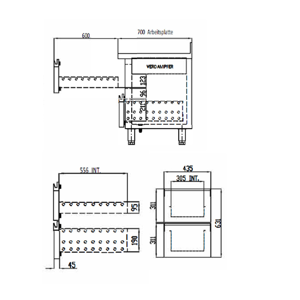 TOPLINE Kühltisch 700 / 3-fach GN1/1 mit 6 Schubladen & Aufkantung