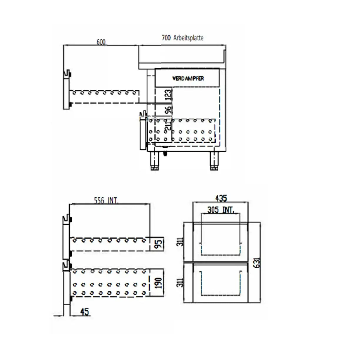 TOPLINE Tiefkühltisch / 2-fach GN1/1 mit 2 Schubladen / 1 Tür & Aufkantung, 1345 x 700 mm