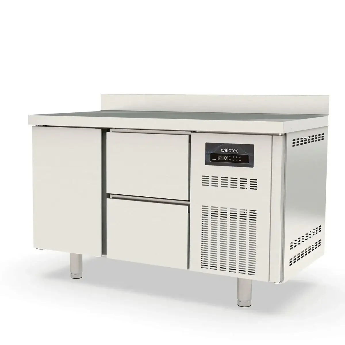 TOPLINE Tiefkühltisch / 2-fach GN1/1 mit 2 Schubladen / 1 Tür & Aufkantung, 1345 x 700 mm
