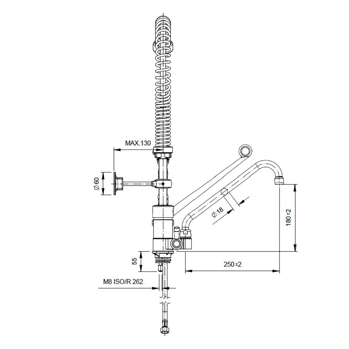 TOPLINE Geschirrwaschbrause mit Einhebelmischer - Einloch / Niedrigbauweise