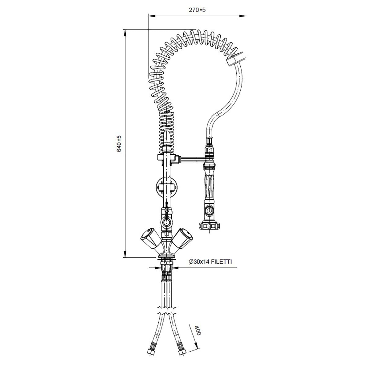 TOPLINE Geschirrwaschbrause mit 2 Mischventilen - Einloch / Niedrigbauweise