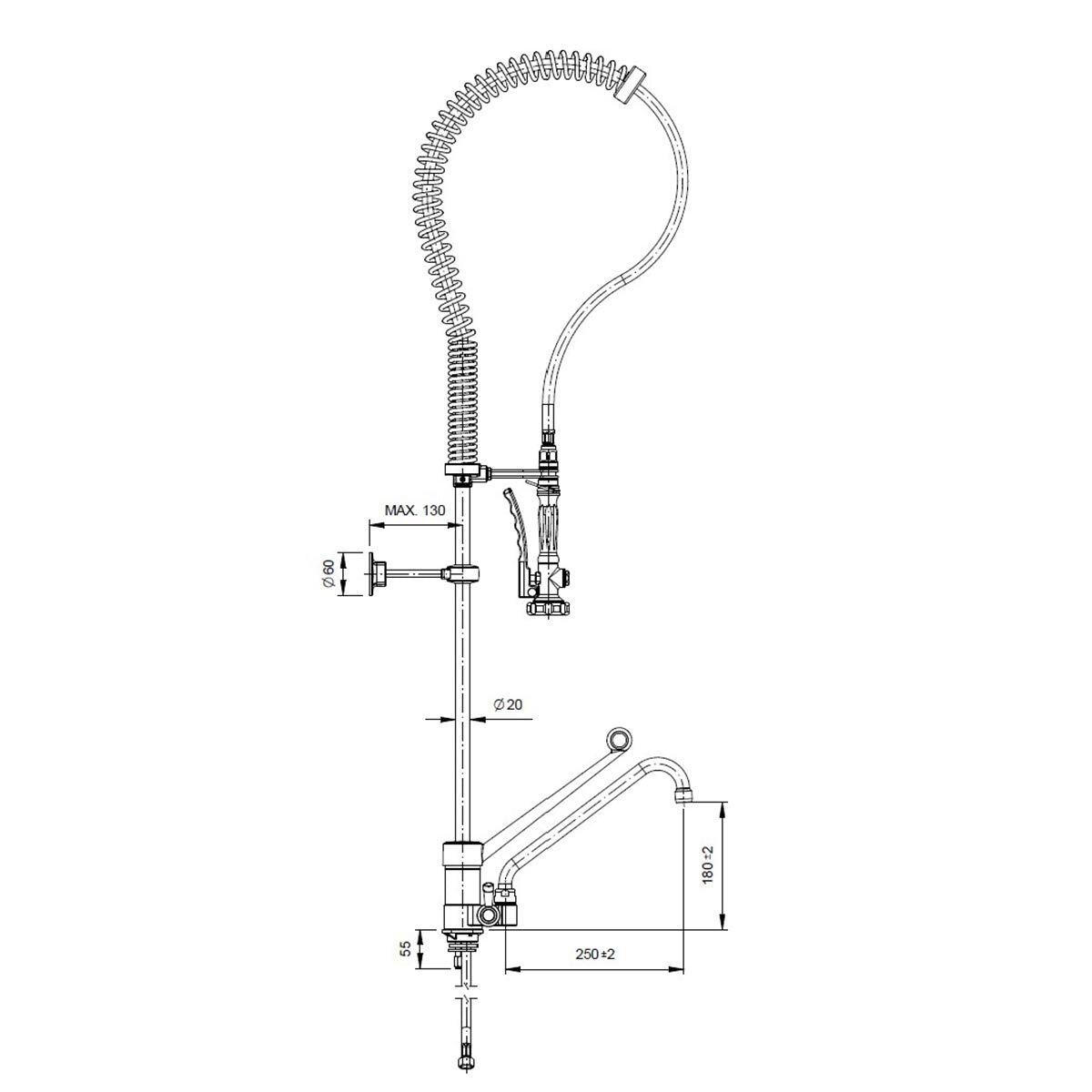 TOPLINE Geschirrwaschbrause mit Einhebelmischer - Einloch
