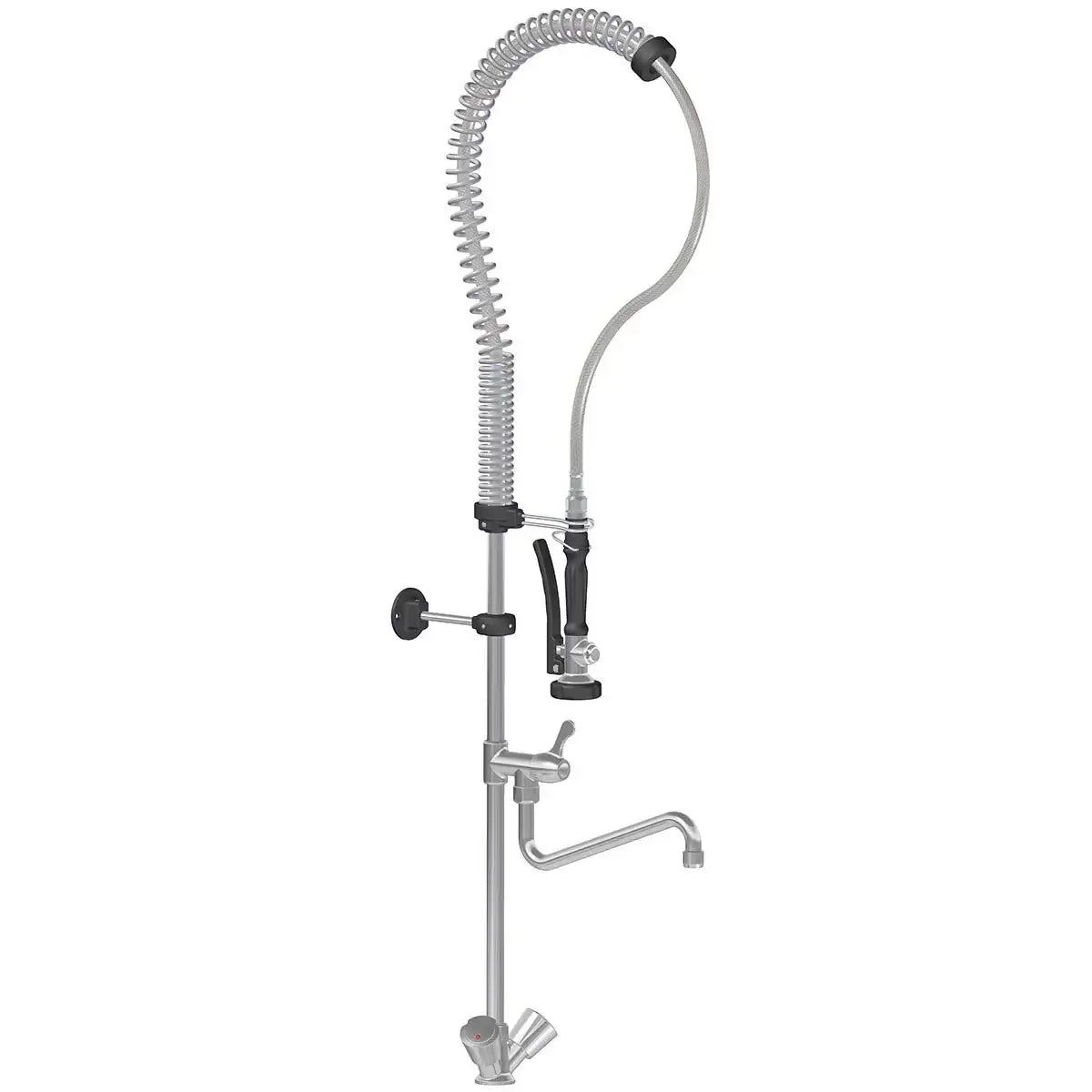 Edelstahl Gastro Spültischarmatur mit Brauseaufsatz für Profiküchen, Gastronomiebedarf