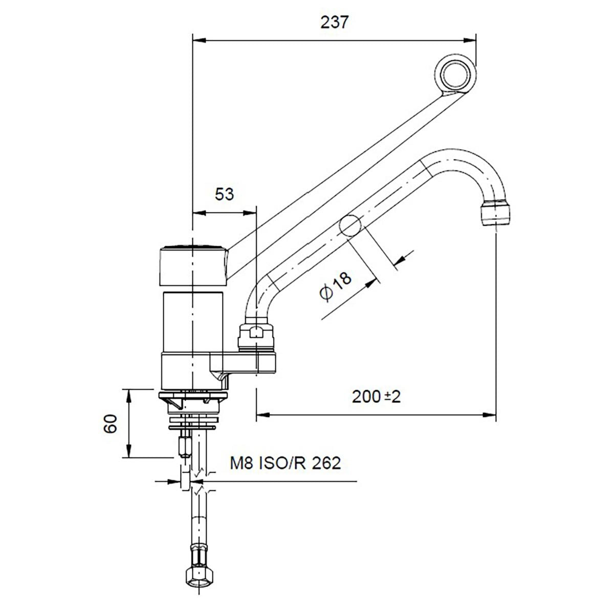 TOPLINE Mischbatterie mit Schwenkhahn & Einhebelmischer - Einloch