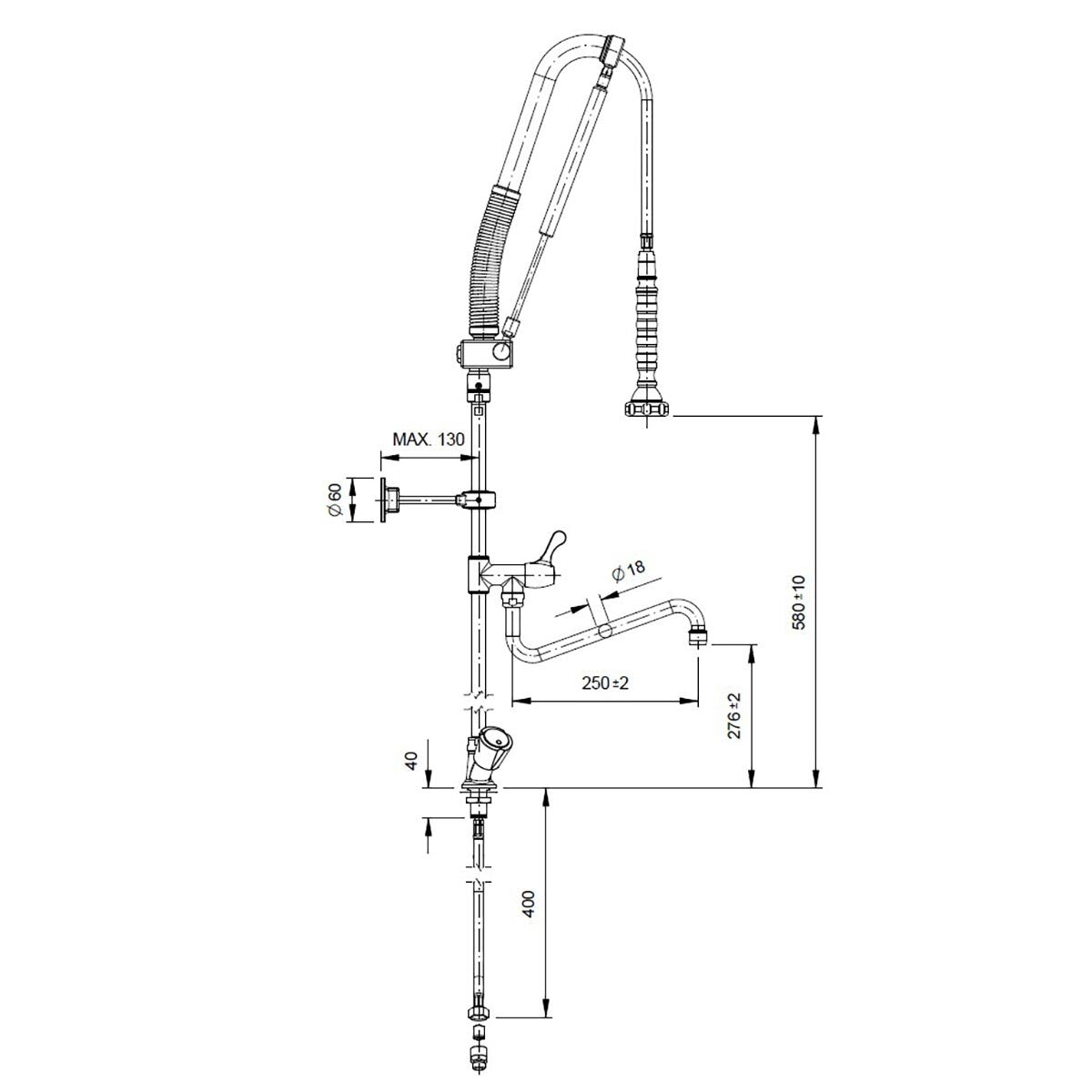 TOPLINE Geschirrwaschbrause mit Schwenkauslauf / 2 Mischventilen & Zug-Automatik - Einloch