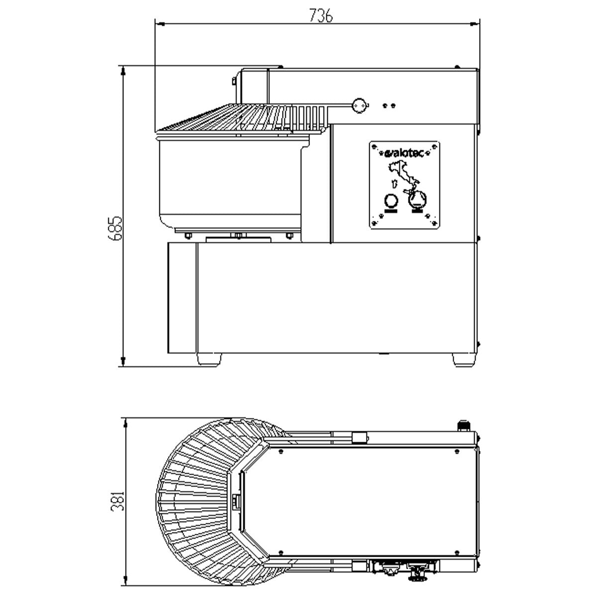 EASYLINE Teigknetmaschine fester Kessel - 30 Liter / 400 Volt