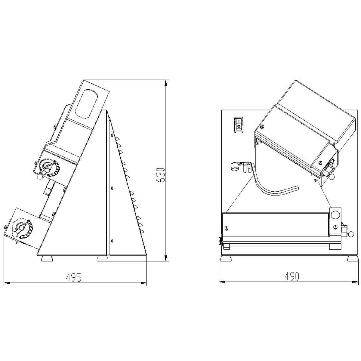 EASYLINE Teigausrollmaschine 30 cm schräg