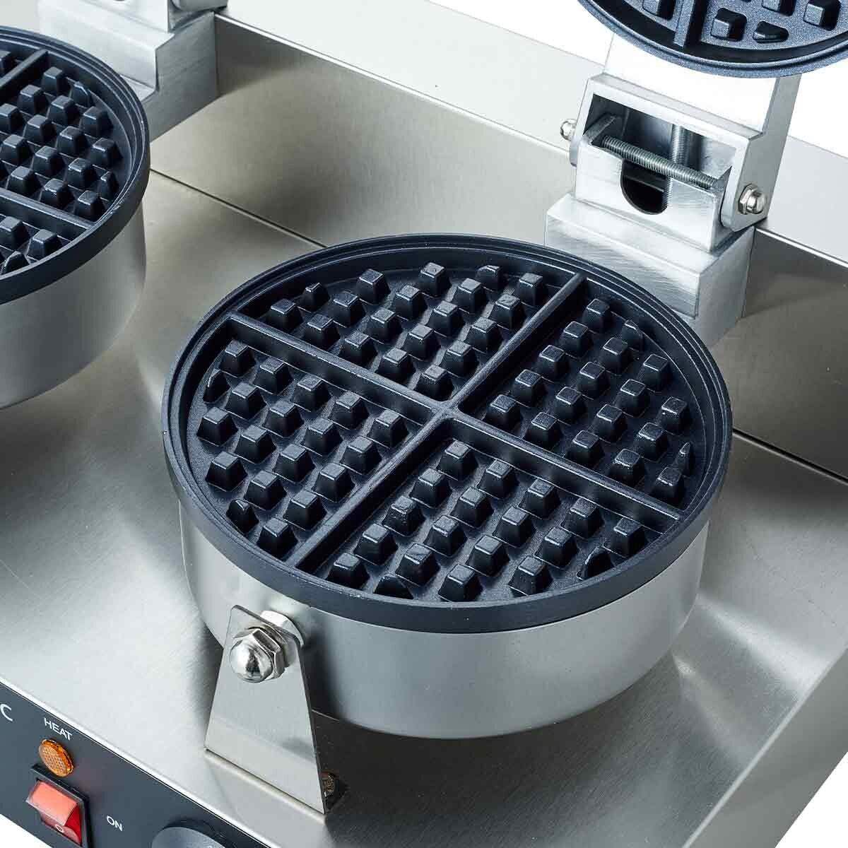 Rundes Waffeleisen aus Edelstahl für Gastronomie, Profi-Küchengerät von Gastro-Bedarf24