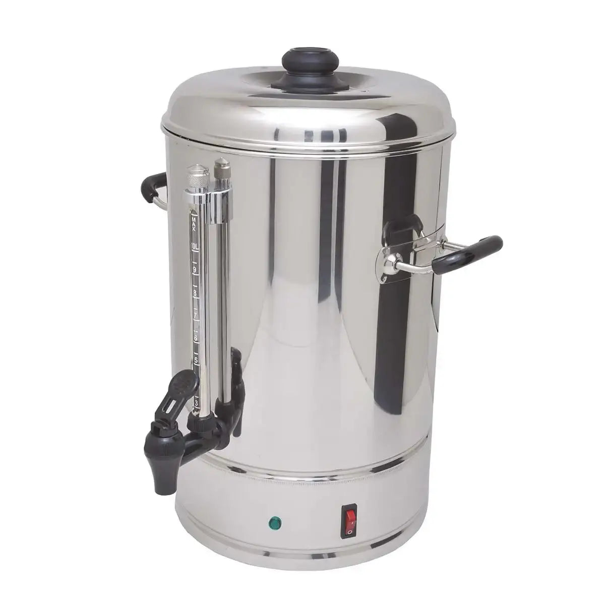 Edelstahl Heißwasserbereiter mit Zapfhahn und Griffen für Gastronomiebedarf