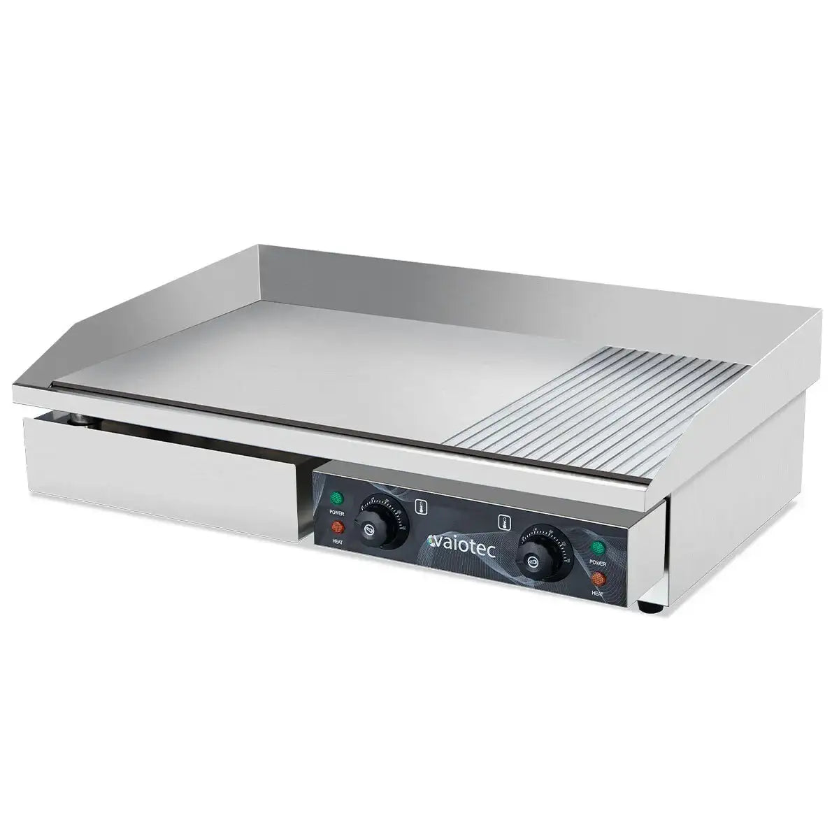 Profi Edelstahl Grillplatte von Vaiotec mit glatter und geriffelter Fläche, Gastronomiegerät