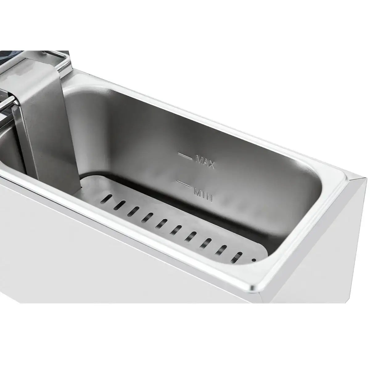 Edelstahl Fritteuse Behälter mit Max-Min Markierung, Gastronomiegerät für Profiküchen