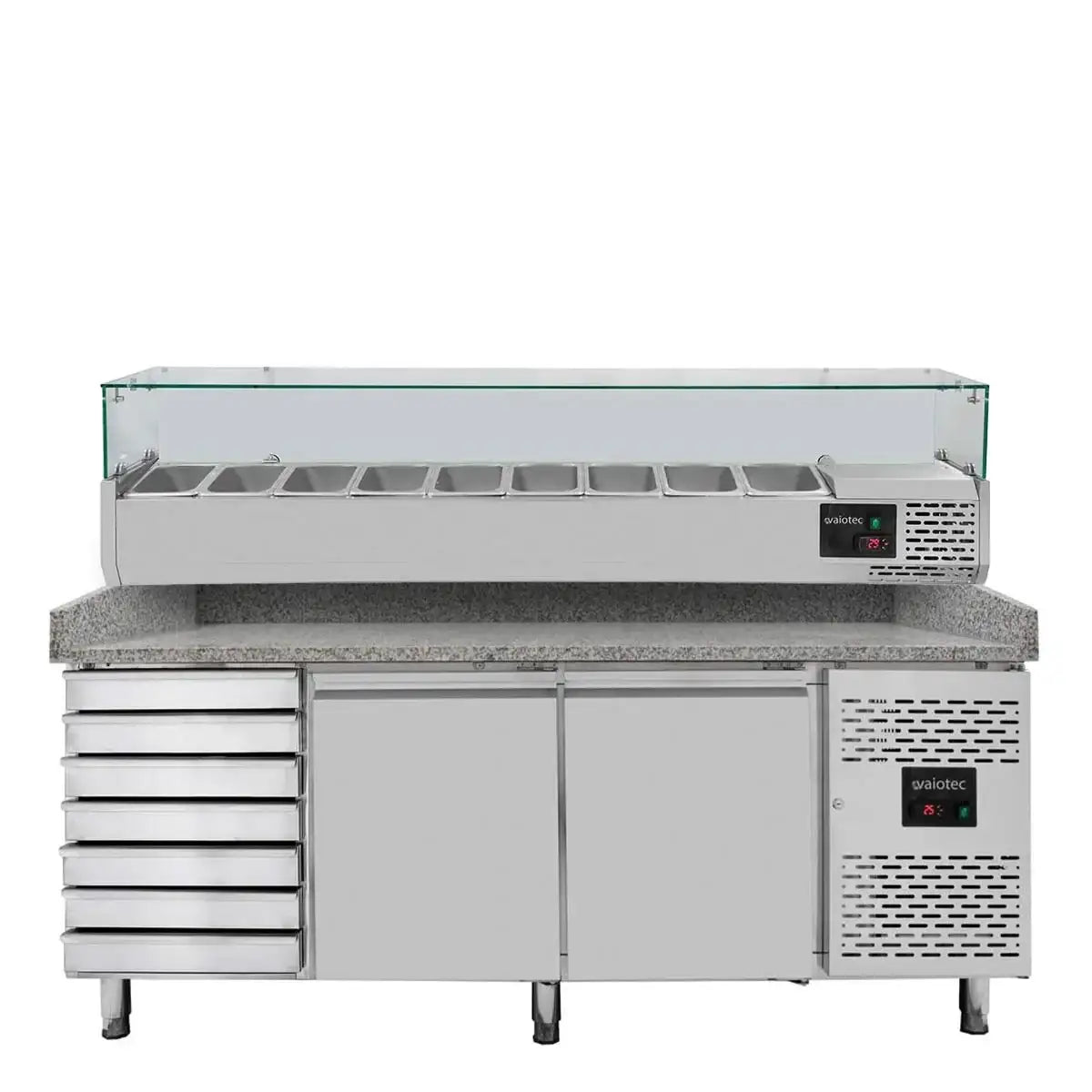 EASYLINE Pizza Refrigerated Table 800 / 2-door & 7 Drawers "gray" incl. Cooling Attachment GN1/3
