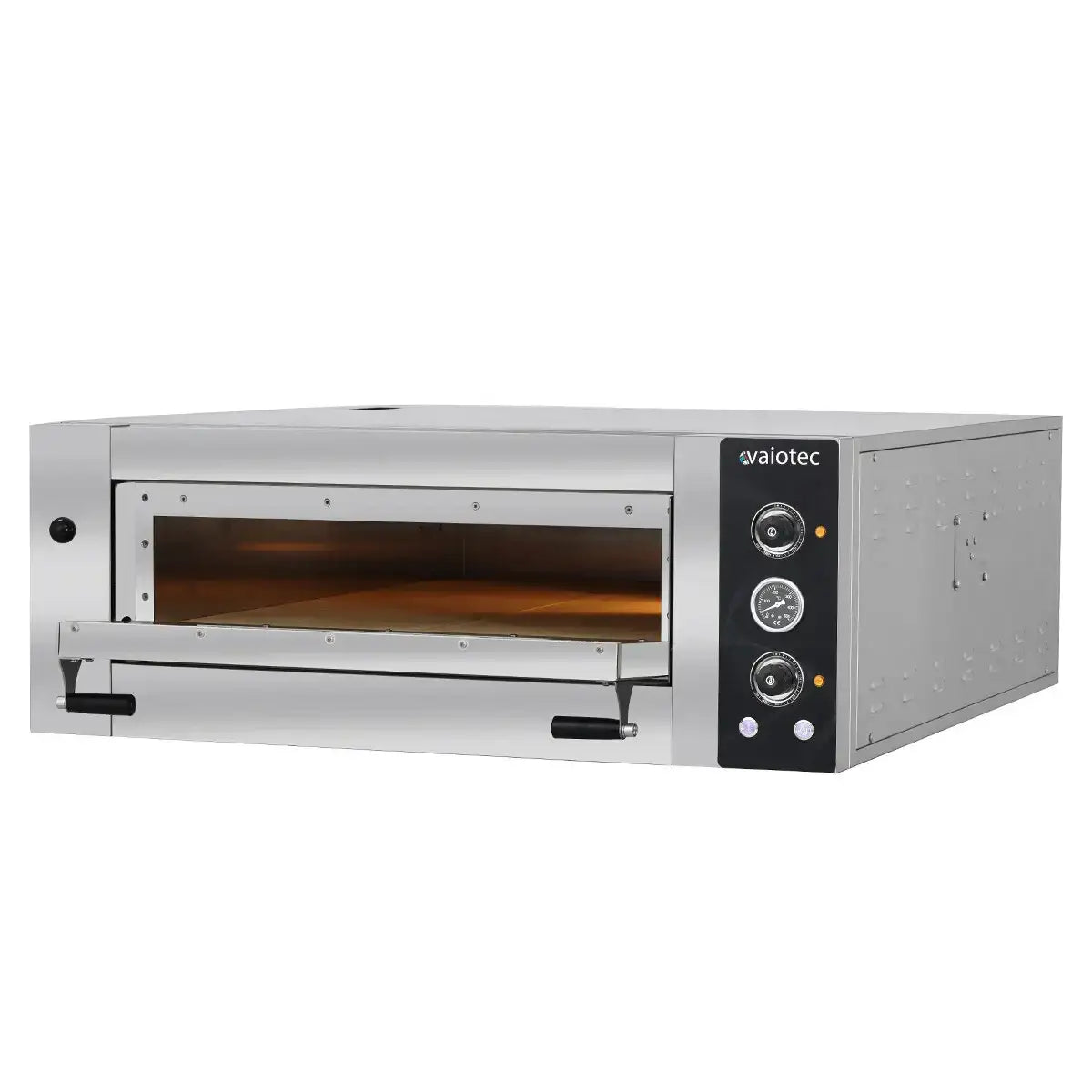 Edelstahl Pizzaofen von vaiotec für Gastronomie, mit Bedienfeld und Sichtfenster, Gastro-Bedarf24