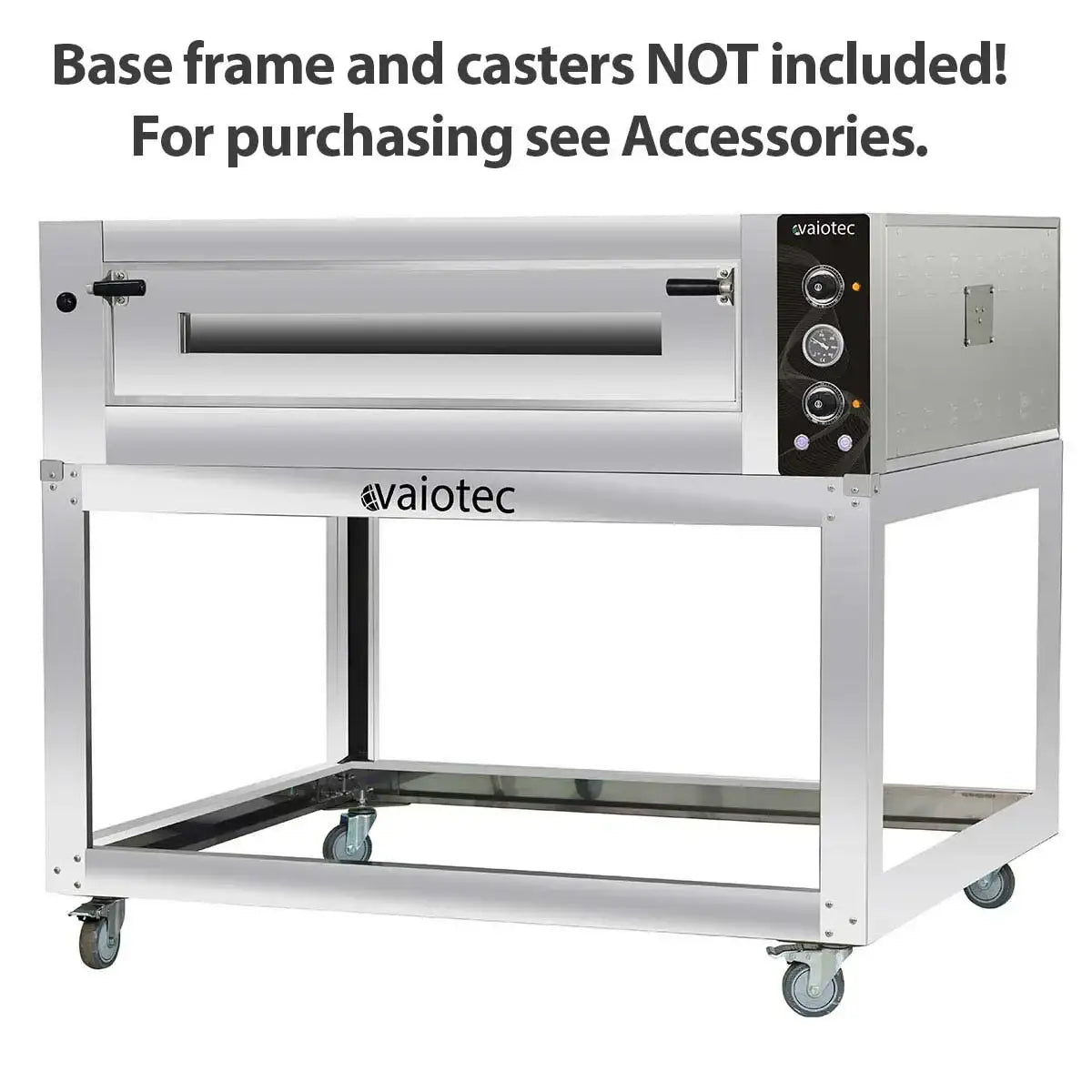 Edelstahl Pizzaofen von Vaiotec für Gastronomie, auf Untergestell mit Rädern, ohne Zubehör