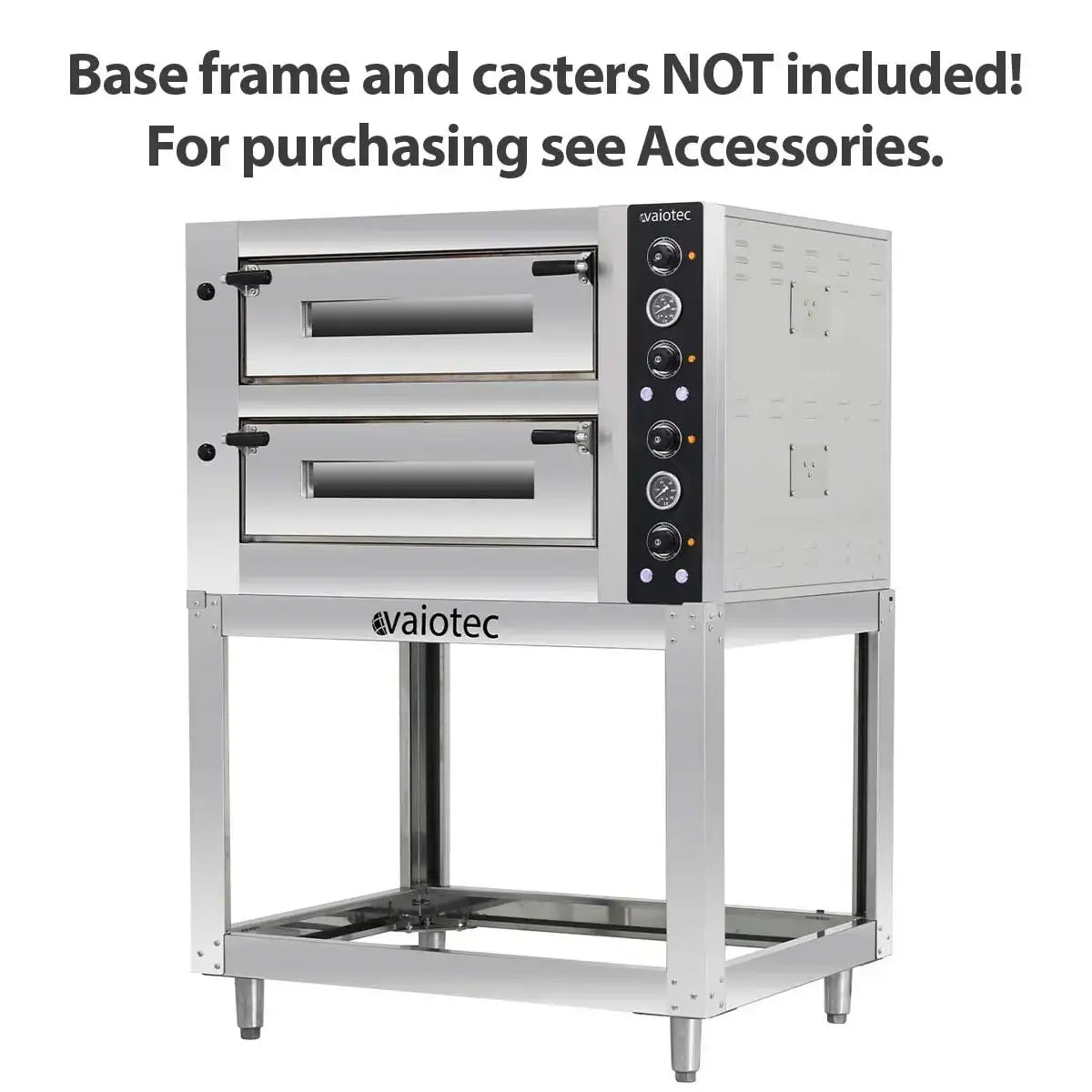 Doppelkammer Pizzaofen aus Edelstahl von Vaiotec auf Untergestell, Gastronomiegerät.
