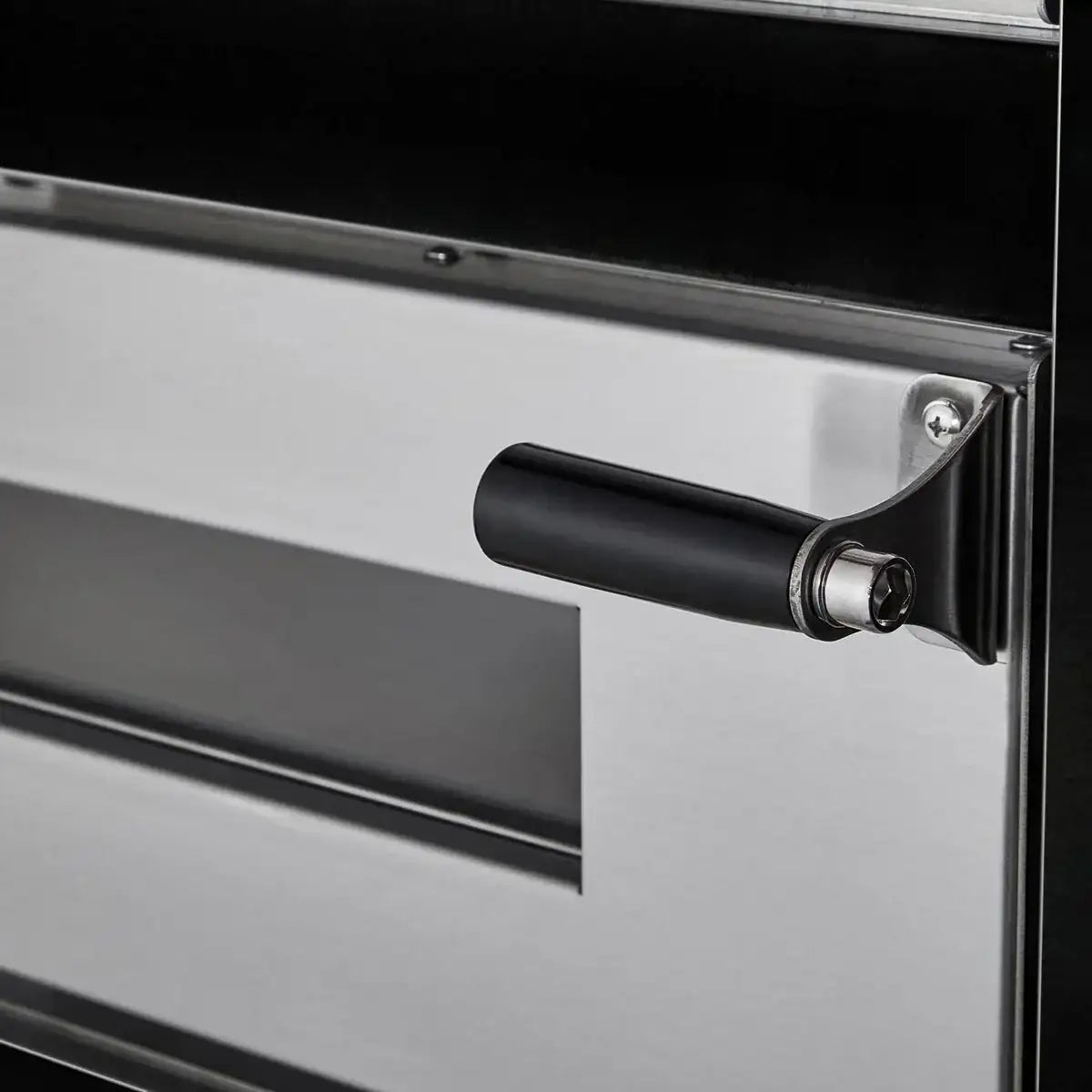 Edelstahl-Ofentür mit schwarzem Griff, Gastronomie Pizzaofen, Gastro-Bedarf24