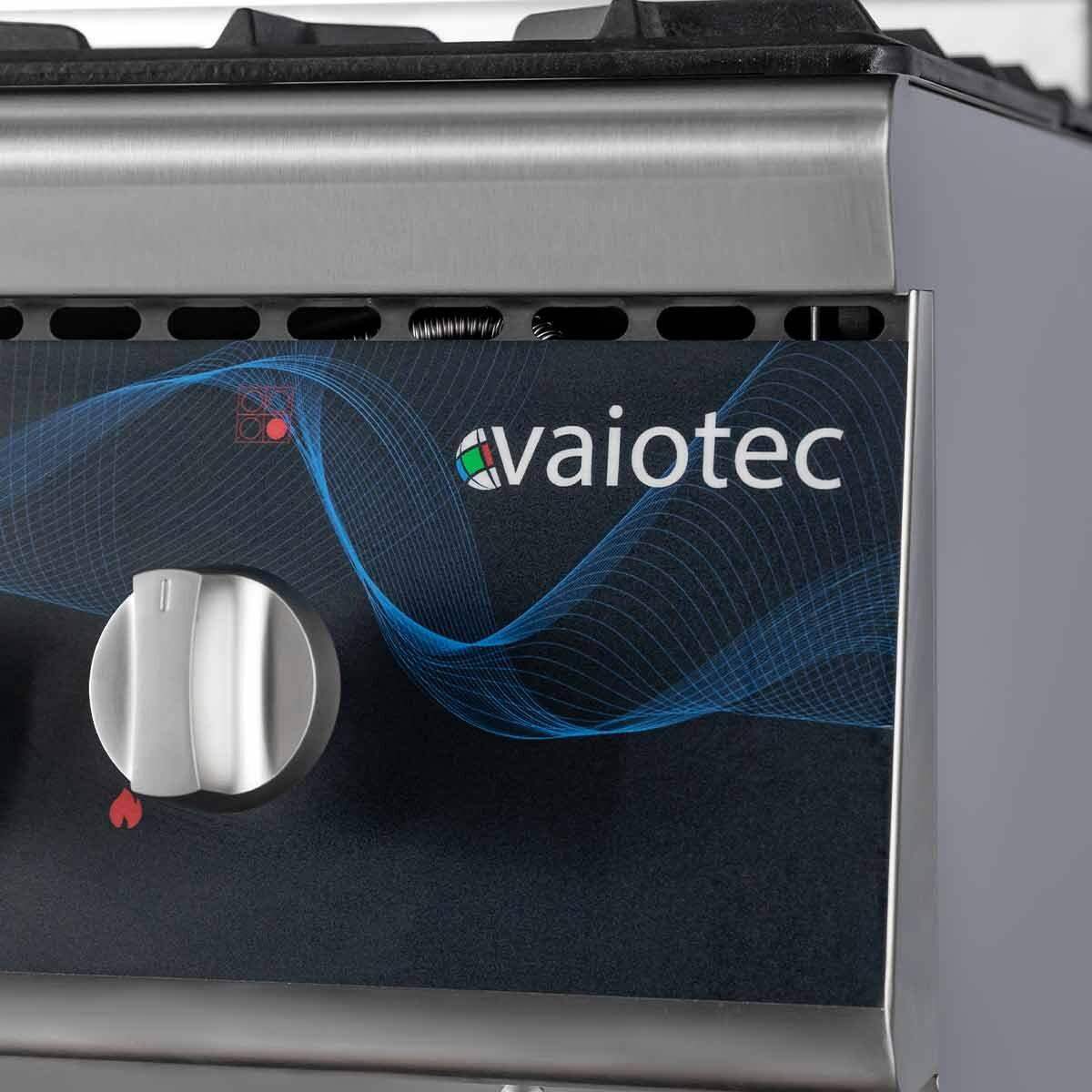 Detailansicht Edelstahl-Gasherd Vaiotec mit Bedienelement, Gastronomiebedarf