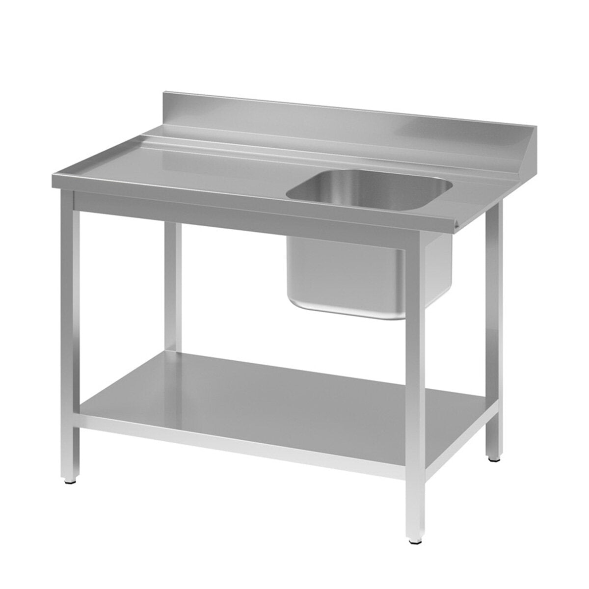 TOPLINE Zulauftisch 700, 1 Becken rechts, Anbauseite links B:1000