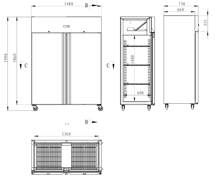 Kühlschrank – 2 Türen – 1200L