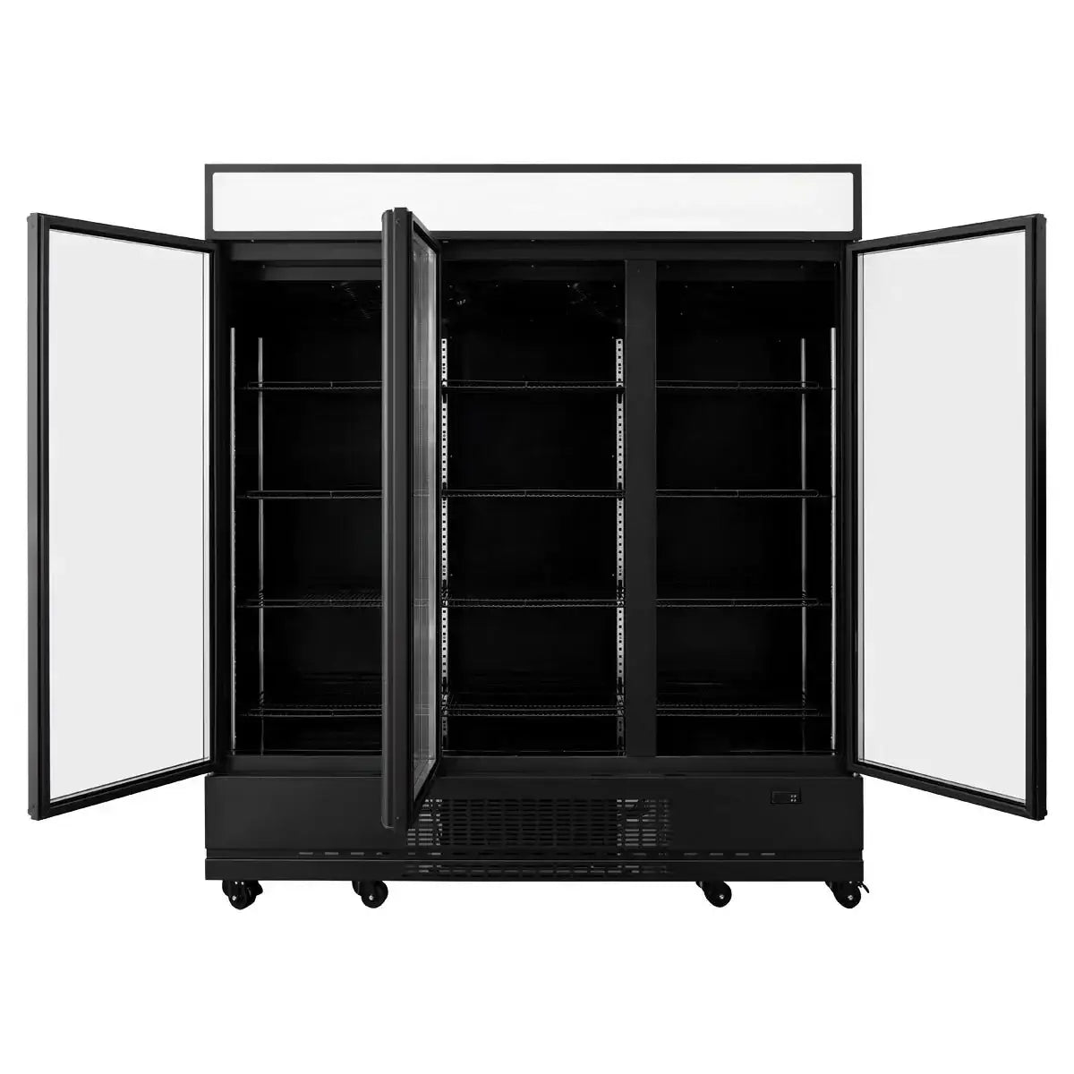 Gastro-Kühlschrank mit Glastüren, schwarz, leer, für Gastronomiebedarf, Gastro-Bedarf24