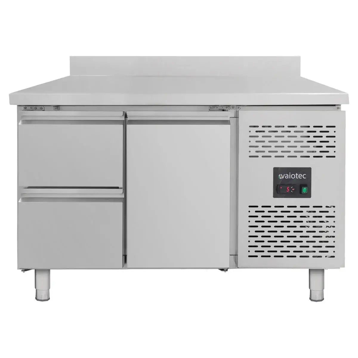 Edelstahl Kühltisch für Gastronomie, mit zwei Schubladen und Kühlfach, Gastro-Bedarf24