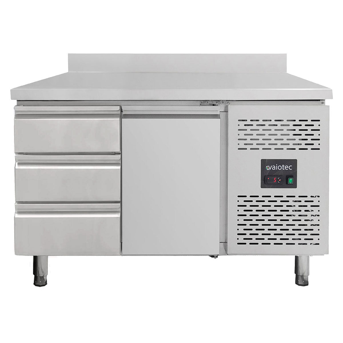 EASYLINE Kühltisch 700 / 1 Tür & 3 Schubladen links inkl. Aufkantung - Monoblock