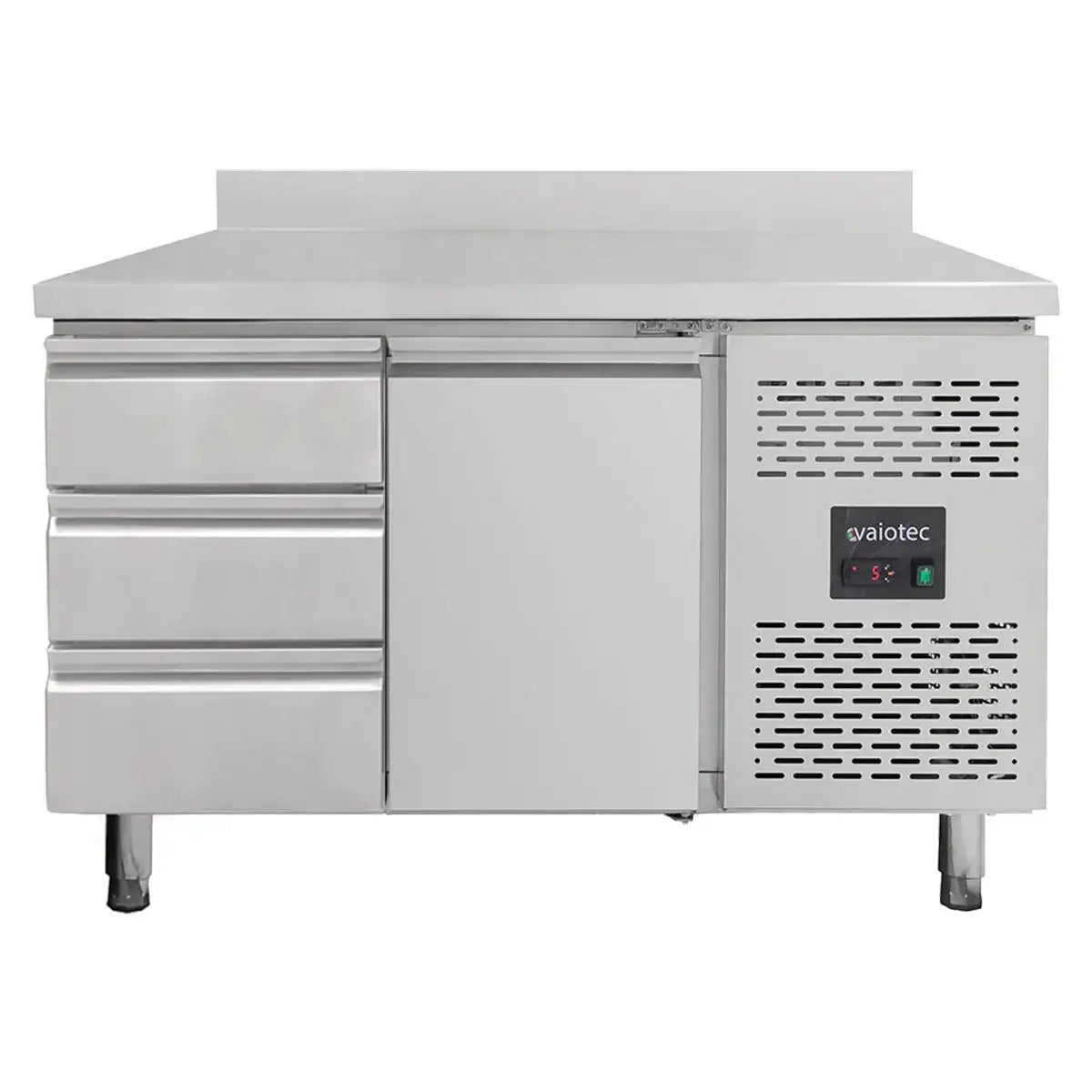 Edelstahl Pizzatisch mit Kühlung, drei Schubladen und Kühlfach, ideal für Gastronomiebedarf