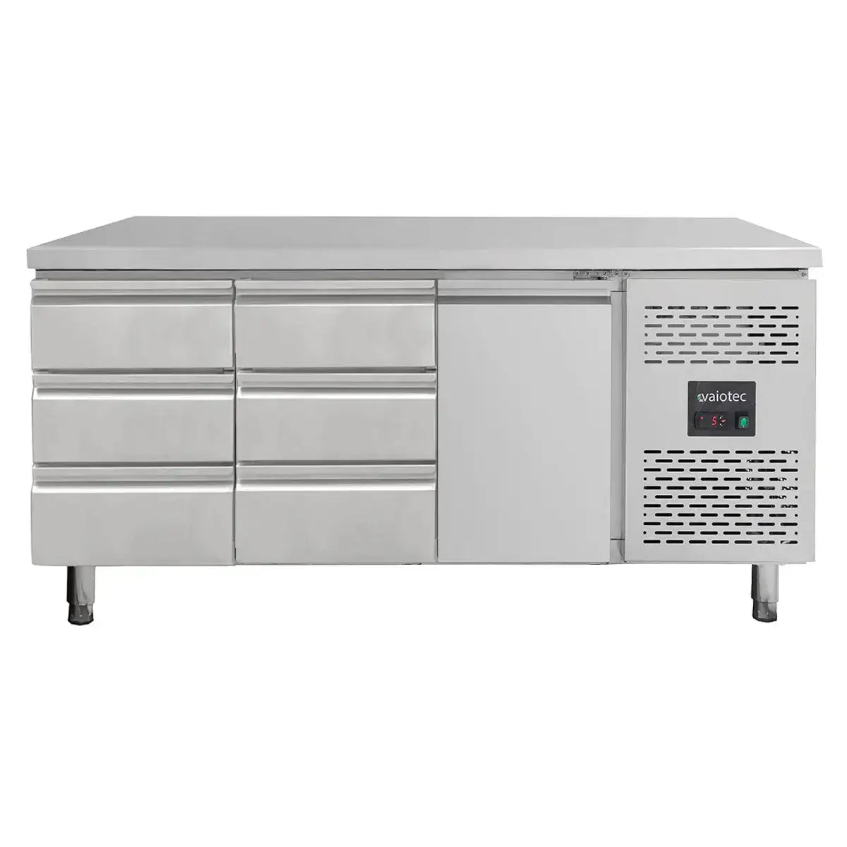 Edelstahl Kühltisch mit sechs Schubladen und Kühlabteil, Gastronomiegerät für Profiküchen