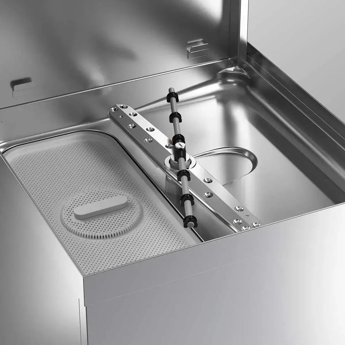 Edelstahl Spülmaschine für Gastronomie mit integriertem Sprüharmsystem, Gastro-Bedarf24