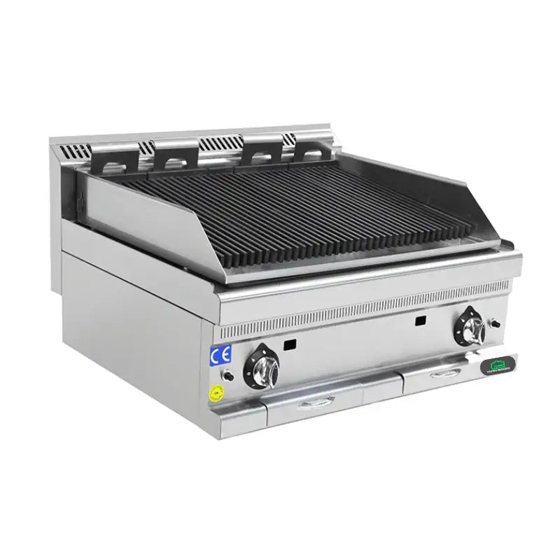 Edelstahl-Gasgrill für professionelle Gastronomie mit robustem Grillrost und Bedienelementen