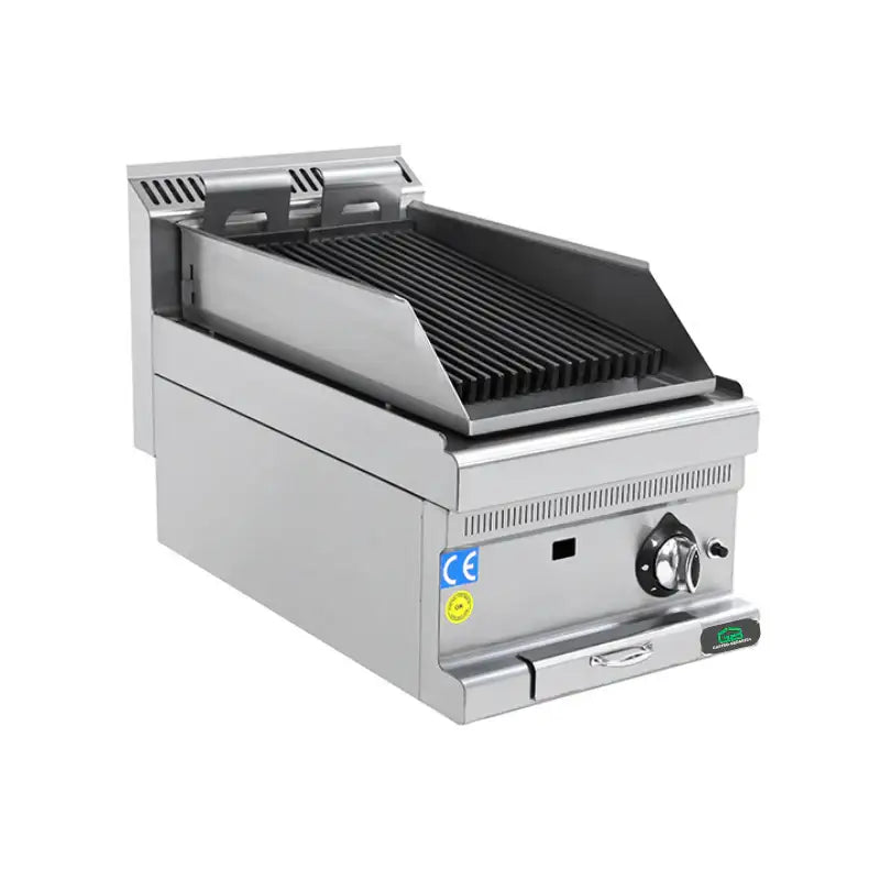 Edelstahl-Gasgrill für professionelle Gastronomie mit robustem Grillrost und Bedienelementen