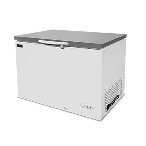 Gefriertruhe | 395L | Weiß/Edelstahl | -18°C bis -25°C | Statische Kühlung
