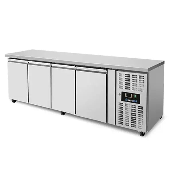 Kühltisch mit 4 Türen und Räder - 2230x700x850 mm