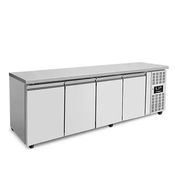 Kühltisch mit 4 Türen und Räder - 2230x700x850 mm