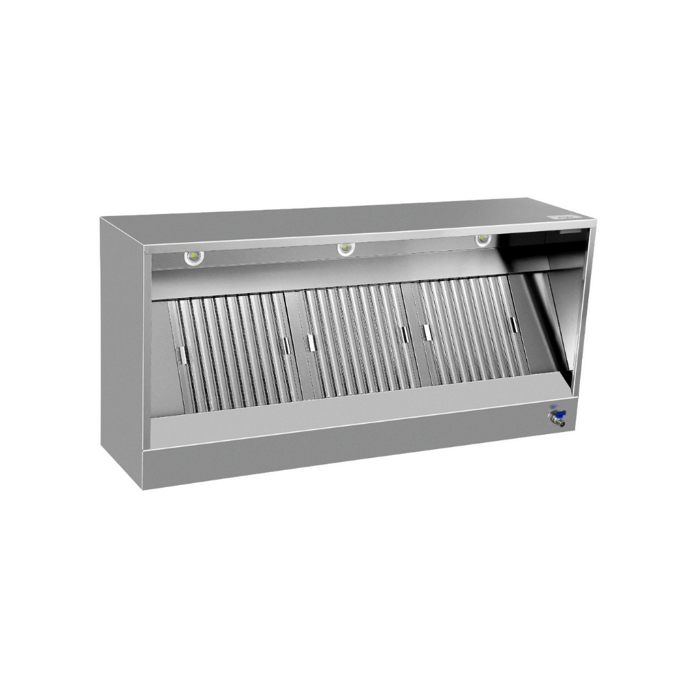 Kutu tipi davlumbaz - G1200xD950xY520 - motorlu, kumandalı, filtreli ve lambalı