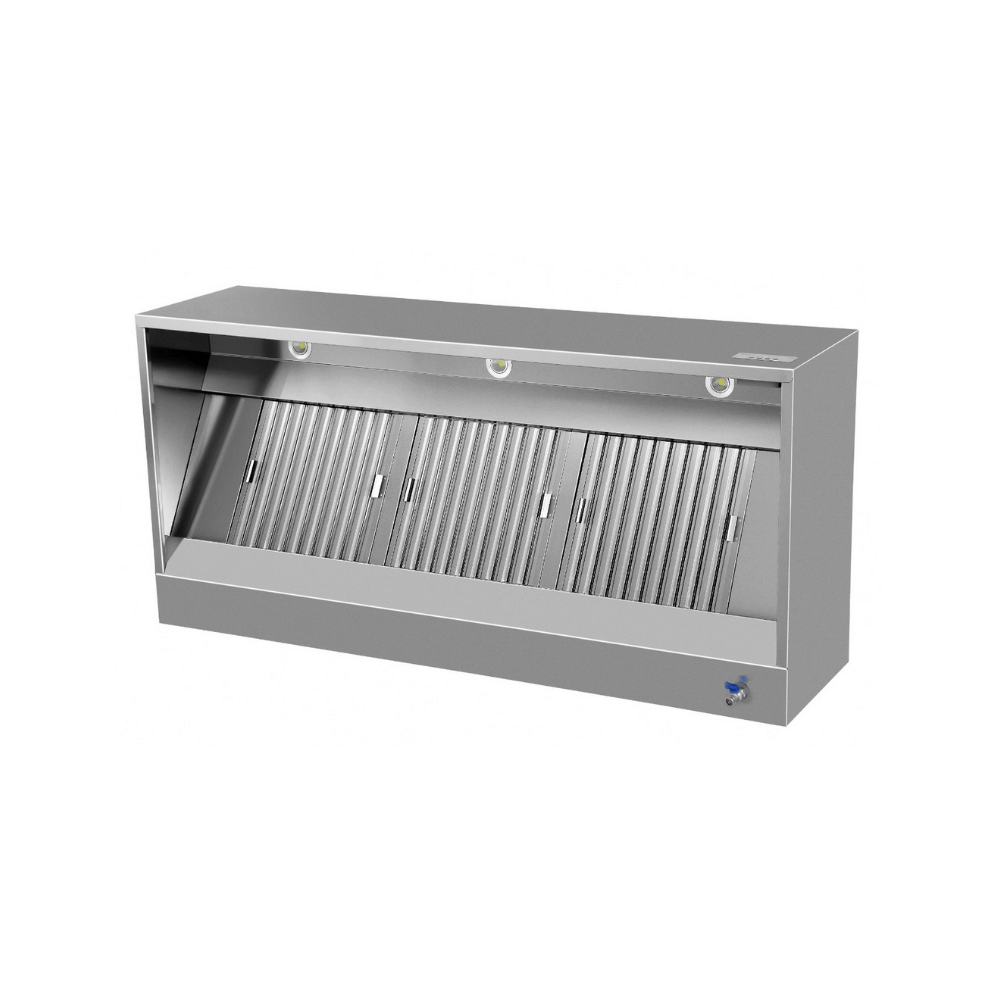 Kutu tipi davlumbaz - G1200xD950xY520 - motorlu, kumandalı, filtreli ve lambalı