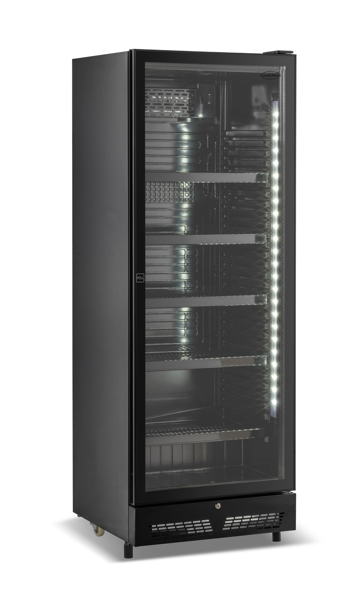Kühlschrank 1 Glastür Schwarz SVE-450 Bl - 650x543x1794 mm - 0,23 kW - Gastro-Bedarf24 GmbH