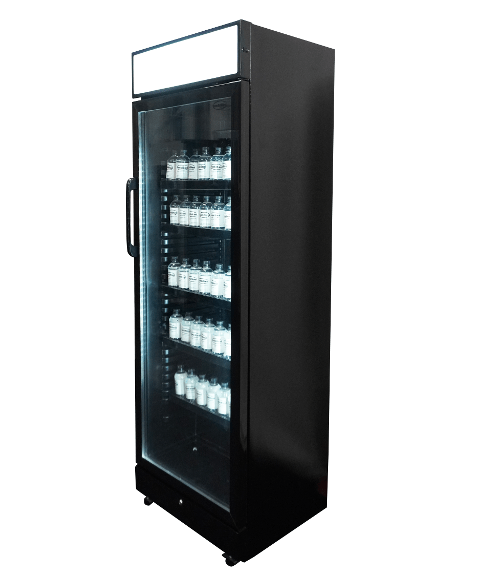 Kühlschrank 1 Glastür Schwarz Mit Canopy SVE-450 Blc - 650x543x1953 mm - 0,23 kW - Gastro-Bedarf24 GmbH