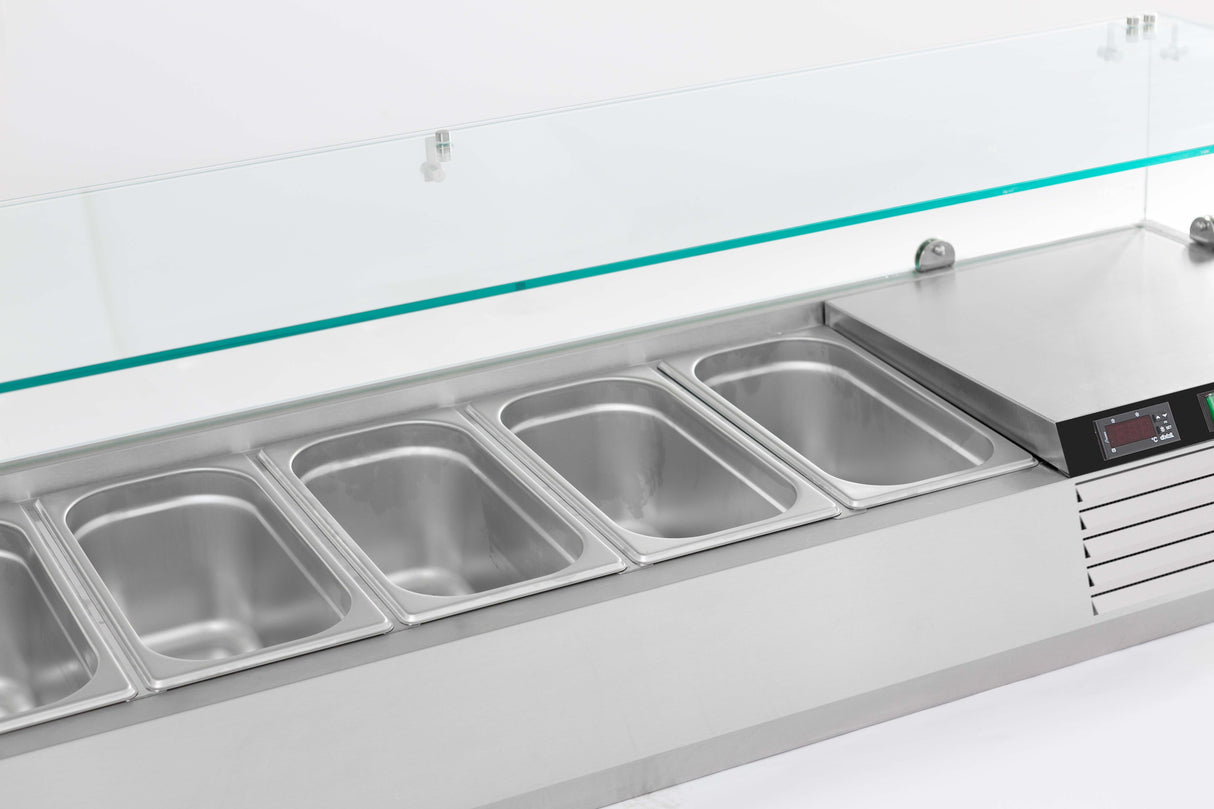 Aufsatzvitrine 1/4 GN X 6 - 1400x335x435 mm - 0,34 kW - Gastro-Bedarf24 GmbH