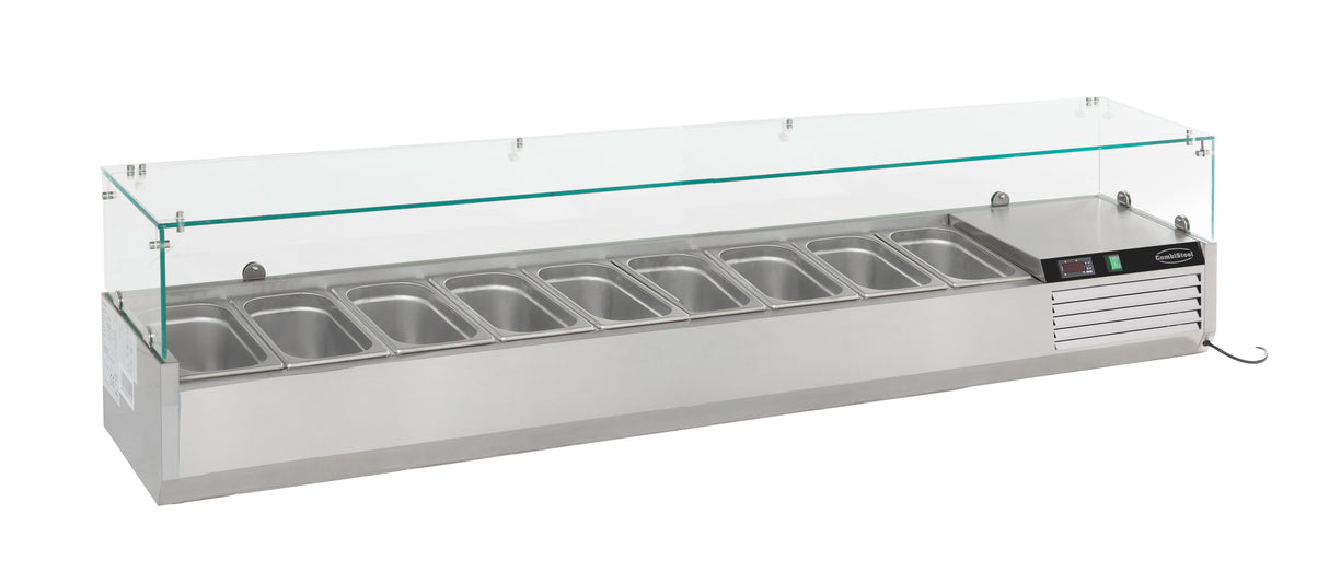 Aufsatzvitrine 1/3 GN X 9 - 2000x395x435 mm - 0,34 kW - Gastro-Bedarf24 GmbH