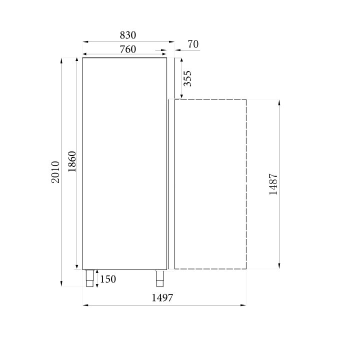 Premium Kühlschrank 2 Türen - Energie C - 1410 Liter - 1480x830x2010 mm